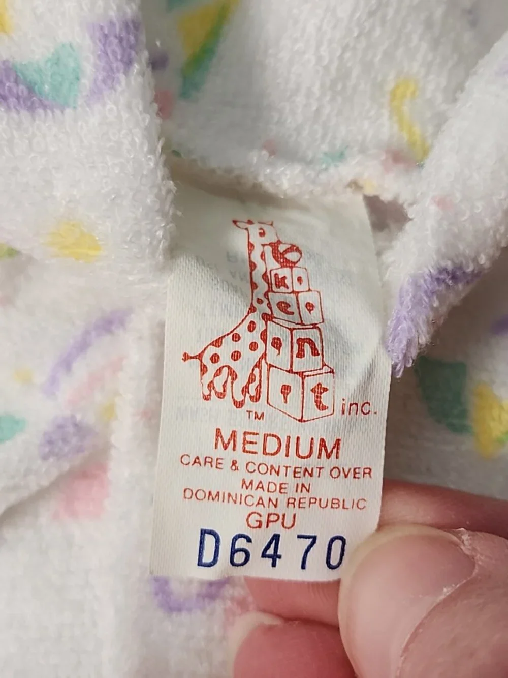 Kent Baby White Footed Sleeper Terry Cloth Medium Rainbows Hearts VTG